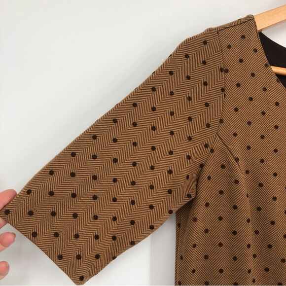 Lands’ End Herringbone Polka Dot Dress Brown Womens Size Small - Picture 4 of 10